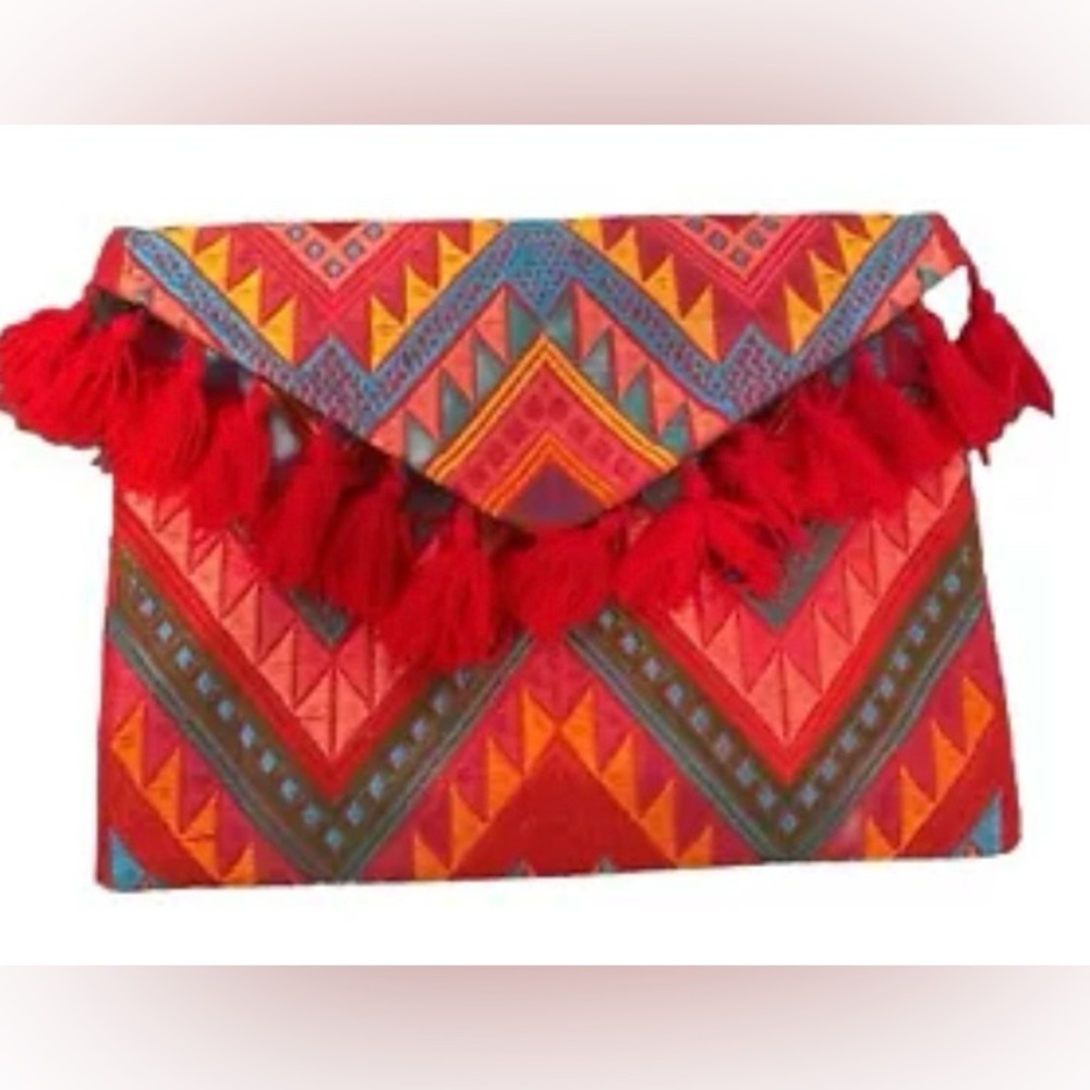 New Embroidered Pouch/ Clutch Mexican Authentic Artisanal Handwoven Boho Chic - Picture 1 of 6